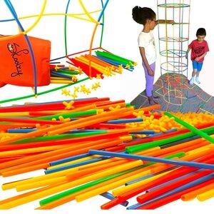 Skoolzy Straw Constructor STEM Building Toys 200+ Piece Set NEW